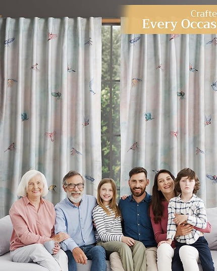 Maison d' Hermine Curtains for Living Room 100% Cotton 108 inch Length One Panel Light Filtering Curtains for Bedroom Windows with Rod and Loop Pockets Drapes (Flying Birds, 50" W x 108" L)
