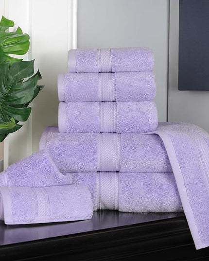 Superior Egyptian Cotton Pile 8 Piece Towel Set, Includes 2 Bath, 2 Hand, 4 Face Towels/Washcloths, Ultra Soft Luxury Towels, Thick Plush Essentials, Guest Bath, Spa, Hotel Bathroom, Purple
