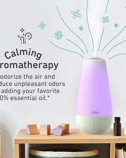 Pure Enrichment® PureBaby® 3-in-1 Whisper-Quiet Humidifier, Color Changing Night Light, & Essential Oil Diffuser for Baby Nursery & Kids Bedroom to Relieve Congestion, Colds, & Coughs (Whisper Green)