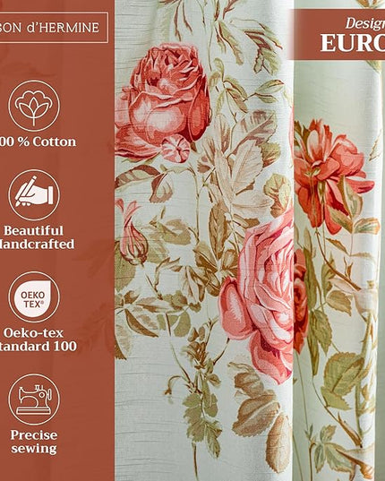 Maison d' Hermine Curtains for Living Room 100% Cotton 108 inch Length Two Panels Light Filtering Curtains for Bedroom Windows with Rod and Loop Pockets Drapes (Villette Aqua, 50" W x 108" L)