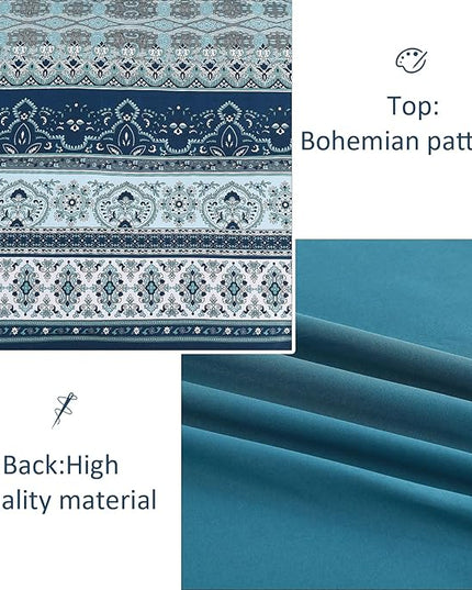 Cottolester Boho Full Size Comforter Set 8 Pieces, Teal Blue Comforter Bohemian Striped Bed in A Bag, Soft Microfiber Bedding Set for All Seasons