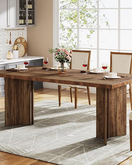 Tribesigns 63-inch Dining Table for 4-6, Farmhouse Kitchen Table with Large Tabletop, Rectangular Dinner Eating Table for Dining Room, Living Room, Kitchen, Dark Brown