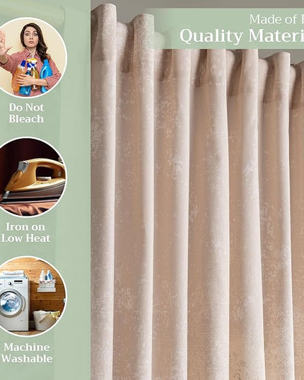 Maison d'Hermine Curtains for Living Room 100% Cotton 108 inch Length Two Panels Window Curtains for Bedroom with Loop & Rod Pockets - Imperfection - Fog, 50" W x 108" L