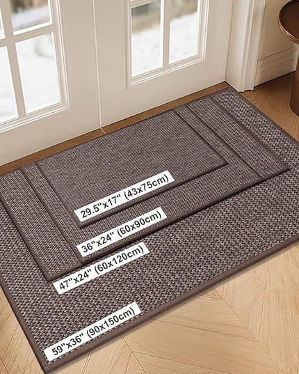 LEKEEPGO Door Mat 24"x36", Non Slip Door Mat Indoor Entrance, Rubber Backing Front Indoor Door mat Washable Absorbent Low-Profile Entryway Entry Resist Dirt Inside Door Mats, Brown