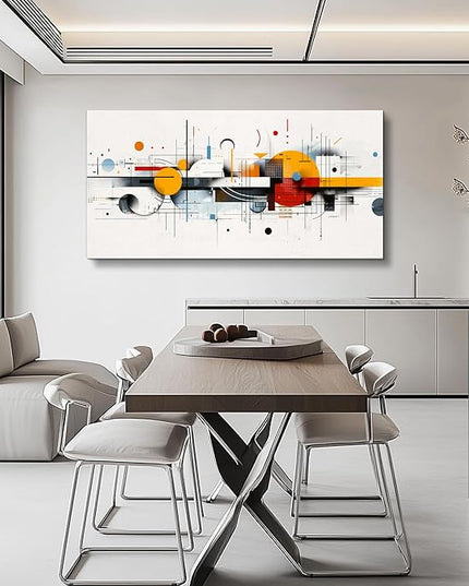 KELIYUAN Abstract Geometry Print Red Yellow Blue Minimalist Art Home Decor Abstract Modern Art Canvas Print Suitable For Living Room Bathroom Bedroom Wall Decor Can Be Hung Directly 20x40 Inches