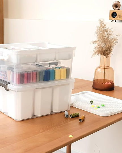 Citylife 17 QT Plastic Storage Bins Clear Storage Box with Lids Multipurpose Stackable Storage Containers for Organizing Tool, Craft, Crayon, 2 Packs