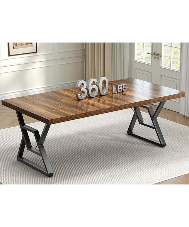70.8" Large Executive Desk - Computer Office Desk Workstation, Modern Business Writing Table with Sturdy Metal Legs for Home Office (Wood Color, 71 Inch)