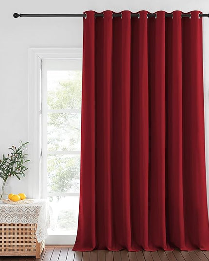 NICETOWN Burgundy Red Blackout Curtains for Bedroom/Living Room 132 Inch Length - Thermal Insulated Room Darkening Grommet Top Window Curtains (100 by 132 - Inch, 1 Panel)