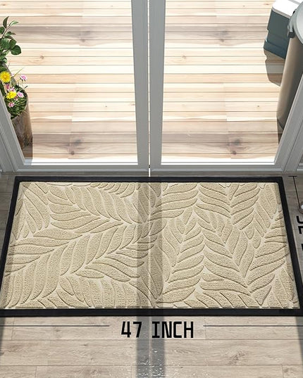 Yimobra 47x32 Large Door Mat Outdoor Indoor, All-Season Waterproof Door Mat Outside Entrance, All-Weather Non-Slip Outside Doormat for Garage Patio Entryway, Beige
