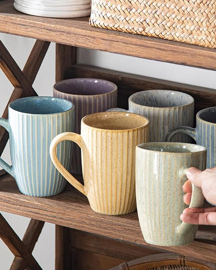Yundu 16 oz Coffee Mugs Set of 6, Large Coffee Cups, Ceramics Mug with Handle, Cups foe Latte, Tea, Cappucino - Assorted Colors