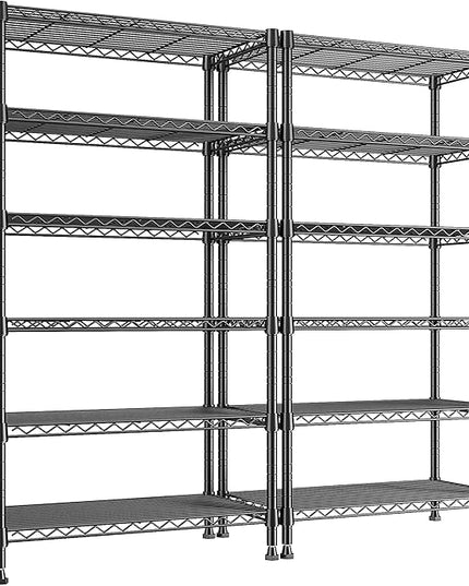 REIBII 6-Tier Metal Shelving Unit Storage Shelves, Sturdy Wire Shelving Adjustable Deep Pantry Shelves Load 800LBS Storage Rack for Kitchen Pantry Closet, Keep Organized, 2 Pack