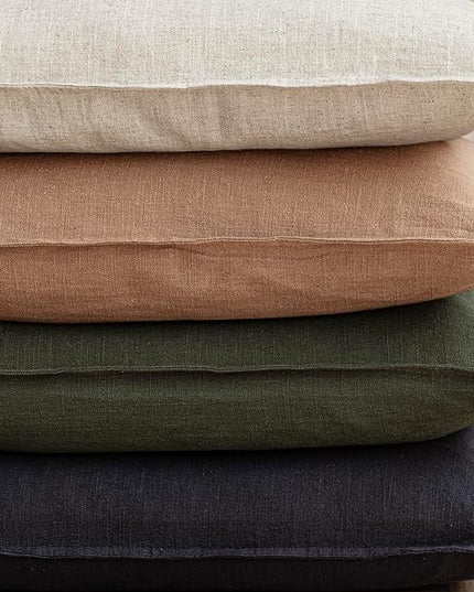 Foindtower Pack of 2, Decorative Linen Solid Throw Pillow Covers Soft Accent Cushion Case Farmhouse Neutral Pillowcase for Chair Couch Sofa Bedroom Living Room Home Decor 26 x 26 Inch Dark Olive Green