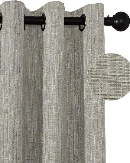 Jacquard Linen Curtains 63 inch Length 2 Panels Thick Faux Linen Blended Window Drapes Burlap Textured Curtains with Grommet for Living Room Bedroom Farmhouse (42x63 Light Khaki) Natural