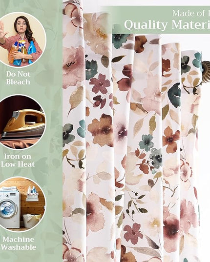 Maison d' Hermine Curtains for Living Room 100% Cotton 84 inch Length Two Panels Light Filtering Curtains for Bedroom Windows with Rod and Loop Pockets Drapes (Blossom Florie, 50" W x 84" L)