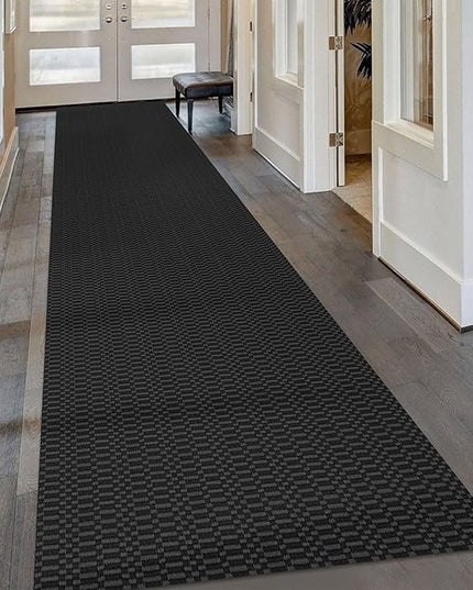 KOZYFLY Washable Runner Rug 3x16 ft Hallway Kitchen Runner Rugs with Rubber Backing Bobo Non Slip Entryway Runner Indoor, Long Carpet Runners for Hall Kitchen Entryway, Black/Grey