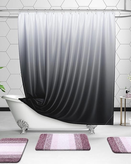 OLANLY Bathroom Rug Set 2 Piece, Soft Absorbent Microfiber Bath Mats and U-Shaped Contour Toilet Rug, Non-Slip, Machine Wash Dry, Plush Shaggy Bath Mats for Bathroom (30"x20"+24"x20", Mauve)