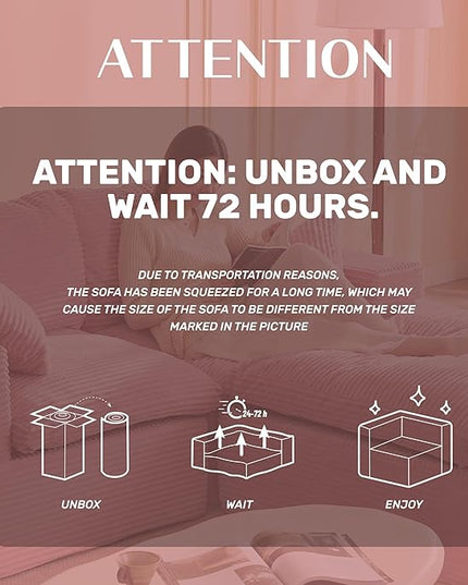 74.8” Cloud Couch, Modular Loveseat Sofa, Convertible Sofas Bed, Deep Seat Sofa, Cozy Sofa for Living Room, Office and Bedroom, L Shaped Cozy Sofa Furniture Set, Corduroy, Pink