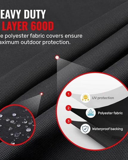 Grillman Grill Cover, BBQ Outdoor Grill Covers, Charcoal, Gas Grills, Waterproof, Rip-Proof, Weather-Resistant, Anti-UV, Barbecue Cover for Weber, Genesis, Charbroil, Nexgrill, etc (Black, 58 Inch)
