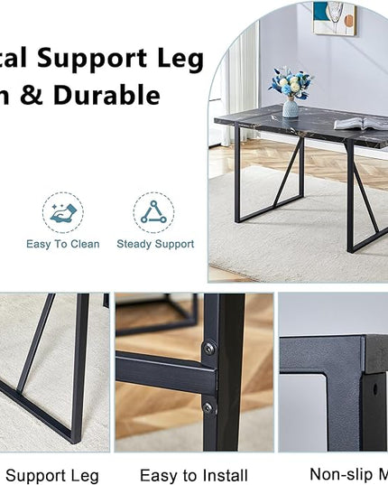 Dinner Table Set for 6,7 Piece Dining Table Set for 6,Modern 55'' Rectangle Dining Table and 6 Dining Chairs,Kitchen Table and Chairs for 6,Ideal for Kitchen Dining Room
