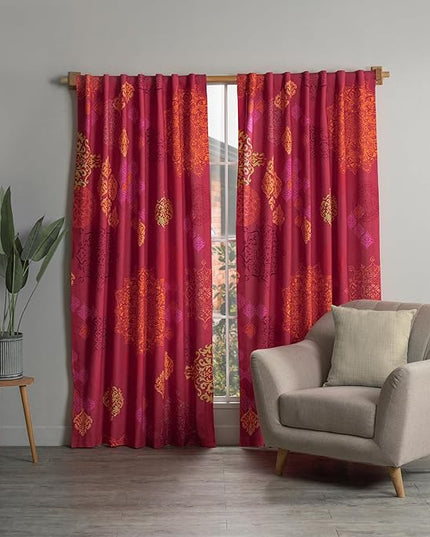 Maison d' Hermine Curtains for Living Room 100% Cotton 124 inch Length Two Panels Light Filtering Curtains for Bedroom Windows with Rod and Loop Pockets Drapes (Versailles, 50" W x 124" L)