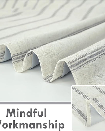 DriftAway Farmhouse Linen Blend Blackout Curtains 96 Inches Long for Bedroom Vertical Striped Printed Linen Curtains Thermal Insulated Lined Treatments for Living Room 2 Panels W52 x L96 Linen Grey