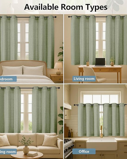Chyhomenyc Sage Green Extra Long Curtains 108 Inches Long for Living Room, Light Filtering Faux Linen Textured Window Curtains, Elegant Soft Airy Grommet Bedroom Drapes, 50Wx108L, 2PCS, 9FT