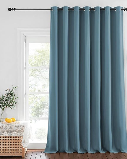 NICETOWN Blackout Patio Curtains 100 x 144 Inches Long for Sliding Door Extral Wide Blackout Curtain Panels Thermal Insulated Room Divider - Grommet Top, 100" W x 144" L, 1 Panel, Smoky Blue