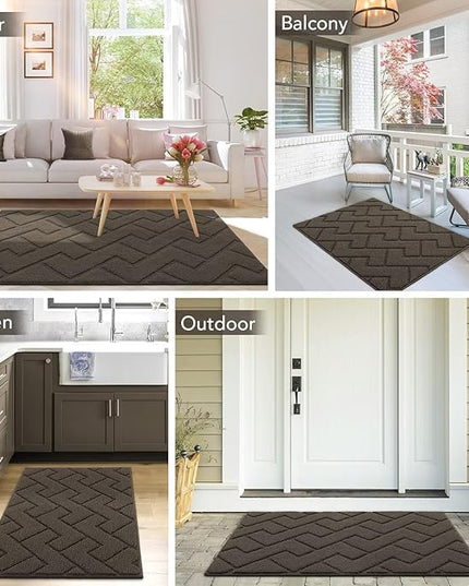 hicorfe Front Door Mat Outside Entrance,32"x40" Absorbent Muddy Dirt Resist Welcome Door Mats Outdoor Indoor,Stain and Fade Resistant,Non Slip Backing Entry Mat Doormat for Entryway(Latte)