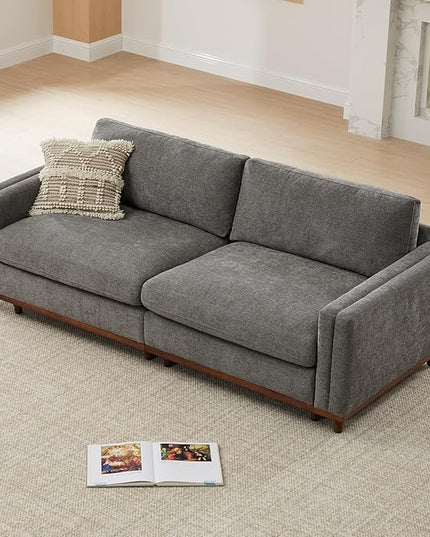 CHITA Super Large Luxury Loveseat Sectional Modular Sofa, Down Filled Modern Sofa, Deep Seat Comfty Cloud Couch, 83 inch Width, 2 Seat Couch, Solid Wood Leg, Grey