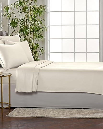 Pure Bamboo California King Sheets, Genuine 100% Organic Viscose Derived from Bamboo Bed Sheet Set, Soft & Cooling, Double Stitching, 2 Year Quality Promise (California King, Ivory)