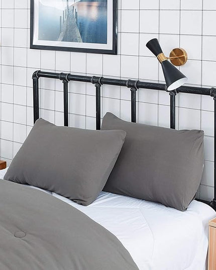 CLOTHKNOW Dark Gray Comforter Set Twin/Twin XL 3Pcs Grey Bedding Comforter Sets Boys Kids Charcoa Bed Sets with 2 x Pillowcases