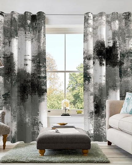 Asuexpect Abstract Curtains 2 Panels Abstract Rust Curtain Room Darkening Grommet Window Drapes Modern Decorative Window Treatments for Bedroom Living Room, 52x63 Inches, Black Grey