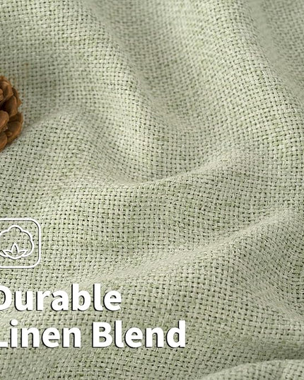 BGment Sage Green Linen Curtains 84 Inch Long for Living Room - Burlap Textured Light Filtering Window Treatments Grommet Sheer Drapes for Farmhouse, 2 Panels, 52 X 84 Inch