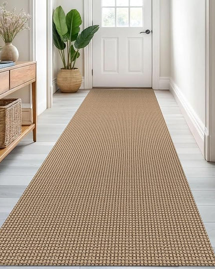 KOZYFLY Runners for Hallways 3x8 ft Washable Kitchen Runner Non Slip Rubber Backed Hall Runners Cotton Entryway Runner Rugs Floor Carpet for Indoor Backdoor Bedroom Kitchen, Tan/Orange/Brown