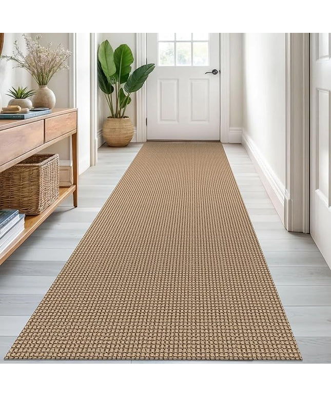 KOZYFLY Runners for Hallways 3x8 ft Washable Kitchen Runner Non Slip Rubber Backed Hall Runners Cotton Entryway Runner Rugs Floor Carpet for Indoor Backdoor Bedroom Kitchen, Tan/Orange/Brown