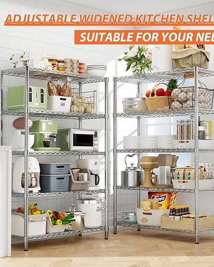 Storage Shelves Heavy Duty, 3 PCS 36" L x 14" W x 72" H Garage Wire Shelving Unit Loads 1750LBS, 5-Tier Adjustable Metal Industrial Utility Shelf Rack for Kitchen, Laundry Room, Warehouse, Basement