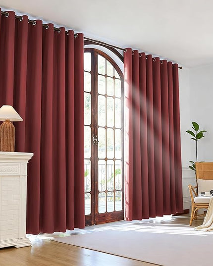 Room Darkening Curtains 63 Inch Length for Bedroom Living Room, Insulated Thermal Grommet Curtain Drapes, Blackout(60-90%,Not 100%) Window Treatment Decor, 2 Panels, 52x63, Burgundy Red