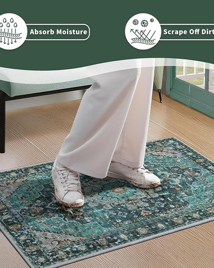 Ciicool Washable Vintage Runner Rug - 2'6" x 10' ft Hallway Carpet, Boho Low Pile Long Non Slip Soft Stair Runner Kitchen Carpet Indoor Oriental Throw for Living Room Bathroom Entry