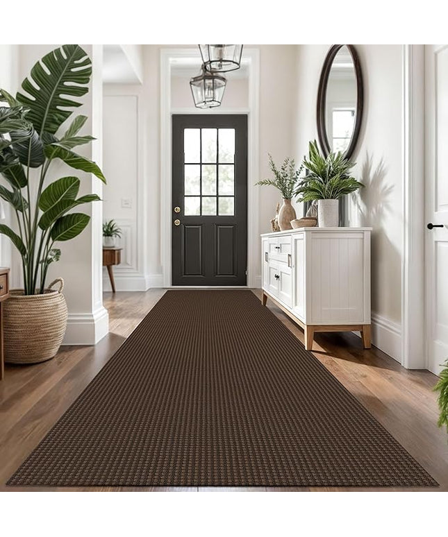 KOZYFLY Extra Long Runners for Hallways 3x14 ft Washable Kitchen Runner Non Slip Rubber Backed Hallway Rug Cotton Entryway Runner Rug Floor Carpet for Indoor Hall, Kitchen, Stair, Reddish Brown/Coffee