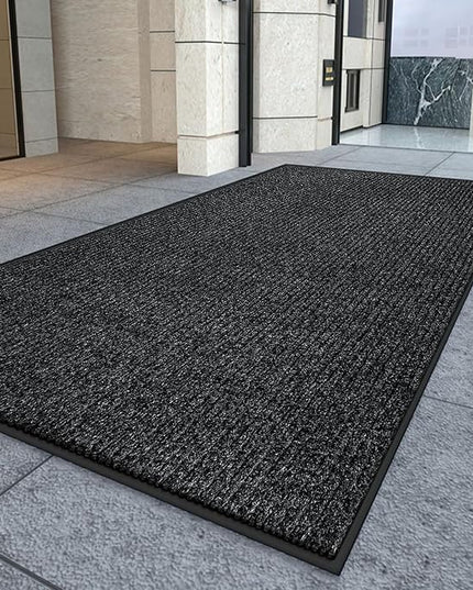 Kuyal Front Door Mat, 3'x10' Indoor Outdoor Entrance Mat, Commercial Floor Mats Inside Outside Entrance, Heavy Duty Durable Welcome, Rubber Backing Non Slip Outdoor Mats for Entryway,Black