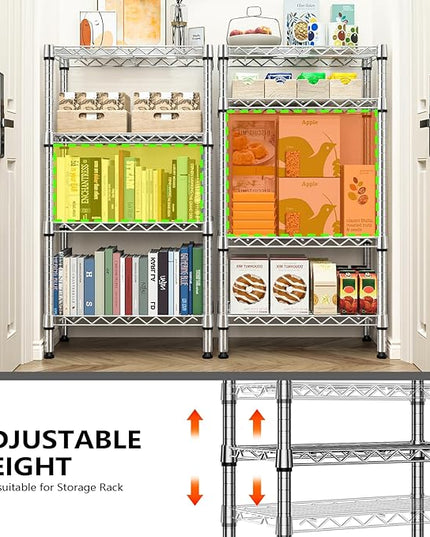 1000 lbs 4 Tier Shelf Metal Storage Shelves Wire Rack Closet Organizers with PP Board for Garage Kitchen Bathroom Laundry Chrome 11.8" D x 21.7" W x 39.5" H