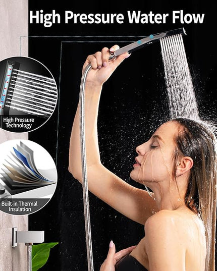 SR SUN RISE Shower System - Shower Faucet Set with 8 Inch Rain Shower Head and Handheld Shower - High Pressure Rain Shower System - All Metal Shower Faucet Trim Repair Kits - Polished Chrome