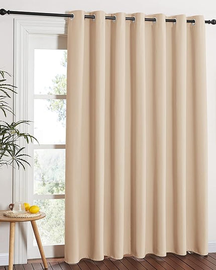 NICETOWN Extra Wide Patio Door Curtain - Energy Smart & Noise Reducing Grommet Thermal Insulated Wide Width Drapes, Sliding Door Curtain for Guestroom(Biscotti Beige, W100 x L84)