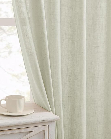 Joydeco Linen Curtains 72 Inch Length 2 Panel Sets,Light Filtering Curtains for Bedroom 52 Inch Wide Living Room Drapes with Back Tabs & Rod Pockets (W52 x L72 Inch, Oatmeal)