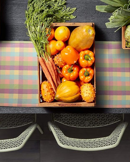 Urban Villa EasterTable RunnerEaster Collection 100% Cotton Fused Table Runner Easter Special Over Sized 14" x72'' Inches Easter Colors Buffalo Check Table Runner Heavier Quality Table Runner