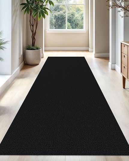 KOZYFLY Washable Runner Rug 3x10 ft Hallway Kitchen Runner Rugs with Rubber Backing Bobo Non Slip Entryway Runner Indoor, Long Carpet Runners for Hall Kitchen Entryway, Black