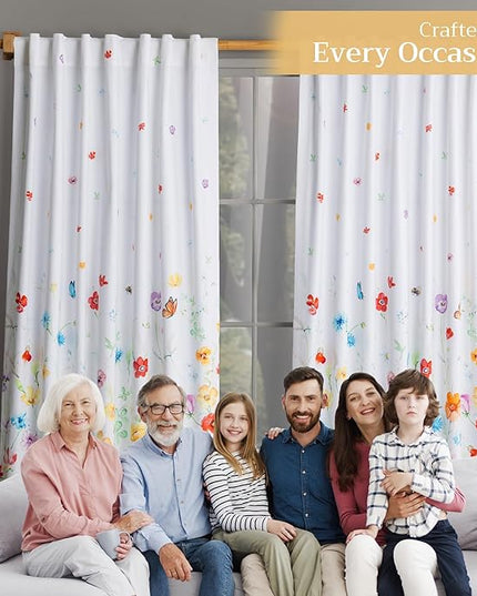 Maison d'Hermine Curtains for Living Room 100% Cotton 108 inch Length One Panel Window Toile Curtains for Bedroom with Loop & Rod Pockets, Gifts for Mothers Day (Summer Whisper, 50" W x 108" L)