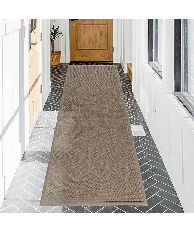 Sturdy Front Door Mat, Absorbent Muddy Dirt Resist Welcome Door Mats Outdoor Indoor, Stain and Fade Resistant, Non-Slip Rubber Backing Low Profile Doormat for Entryway, 72×24, Beige