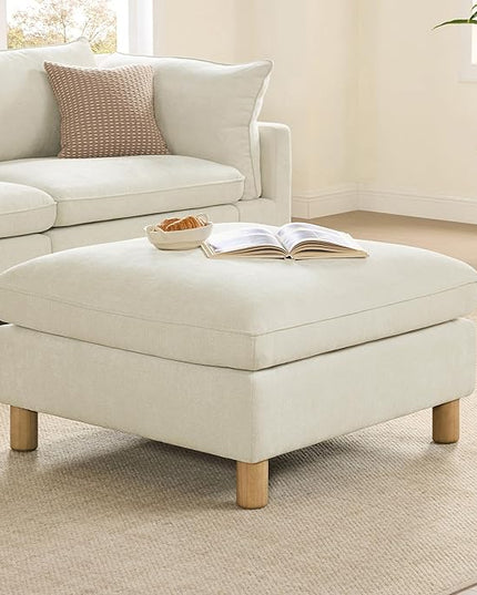 CHITA 127" Super Large Sectional Couches for Living Room, Modular Cloud Couch Sectional Sofa, Premium Fabric Couches, Down Filled, High Density Foam, Chenille in Cream, 5 Seat U Shaped