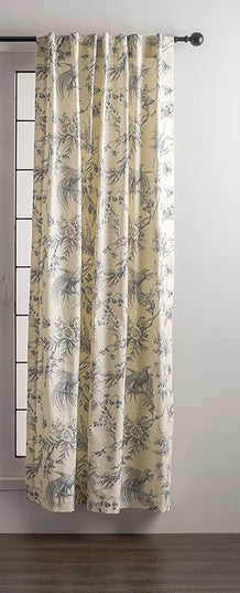 Maison d' Hermine Curtains for Living Room 100% Cotton 108 inch Length Two Panels Light Filtering Toile Curtains for Bedroom Windows with Rod and Loop Pockets Drapes (Paradise Delft, 50" W x 108" L)
